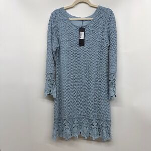 Mikarose Blue Crochet Lace Dress Womens Large NWT Cottagecore Fairy Boho Spring
